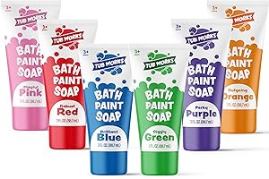 Tub Works® Bath Paint Soap Bath Toy, Classic 6 Pack | Non-Toxic | Washable Bathtub Paint for Finger Painting on Tub Walls | I