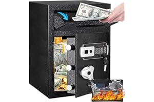 Sapital 2.6 CUB Fireproof Drop Safe, Electronic Safe with Drop Slot, Drop Safe for Business, Cash Drop Safe, Money Safe for Home Hotel Restaurants Business