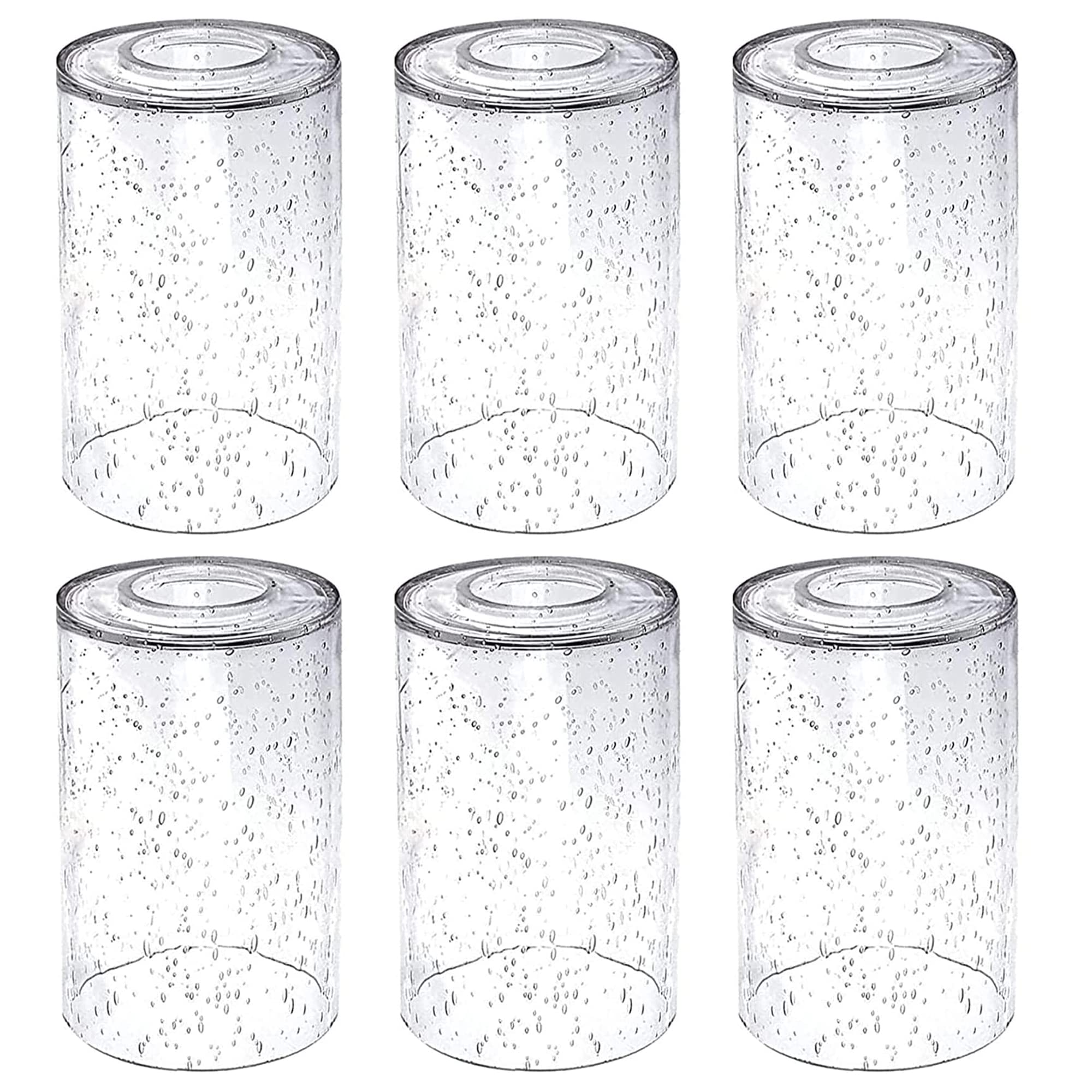 Photo 1 of Eietonte 6 Pack Clear Seeded Glass Lamp Shades, 5.9in Height, 3.9in Diameter, 1.7in Fitter, Cylinder Bubble Glass Shade Covers, Seeded Glass Replacement for Pendant Light Chandelier Wall Sconce
