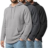 August Alley 3 Pack Men's Big and Tall Hoodies Long Sleeve Waffle Knit Sweatshirts with Pocket Casual Workout Pullover