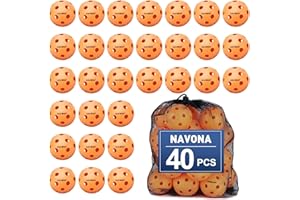 Navona 40 Pack Premium 26-Holes Orange Indoor Pickleball Balls, Meet USAPA Official Requirement, Perfectly Balanced, High Bounce True Flight, Durable Indoor Pickleball Set