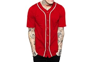Hat and Beyond Mens Baseball Button Down Jersey Hipster Hip Hop T Shirts