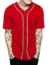 Hat and Beyond Mens Baseball Button Down Jersey
