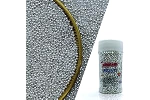 KANDLRIK Edible Silver Pearl Sugar Sprinkles Candy 2mm Mini Pearls Cake Decorations Cupcake Toppers Cookie Decorating Perfect for Wedding Party Valentine Halloween Christmas Supplies 3OZ