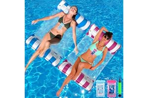 2 Pack Inflatable Water Hammock for Adults-4-in-1 Water Floats & Pool Float with Pump(Saddle/Lounge/Hammock/Drifter) for Pool