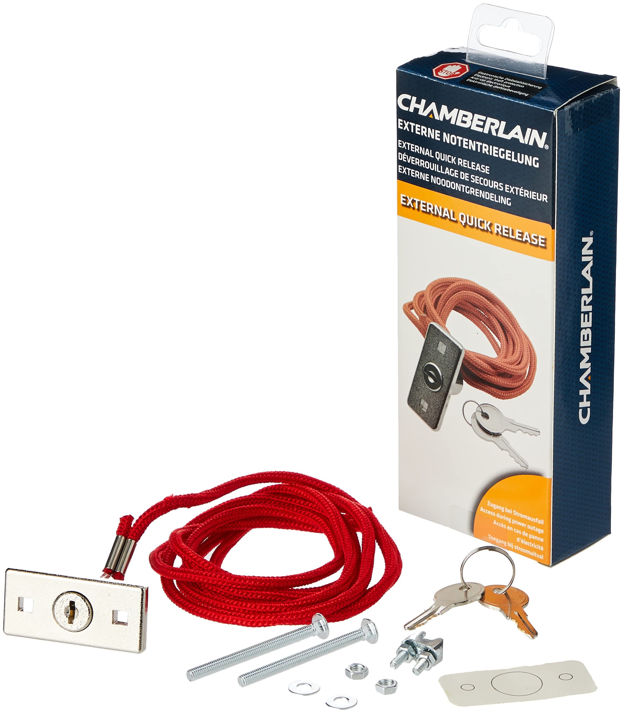Chamberlain External Quick Release - 1702REV-01 - for Automated Garage Door Openers - Weather-Resistant, Stainless Steel Cover Plate - for Garage Doors up to 50mm wall Thickness