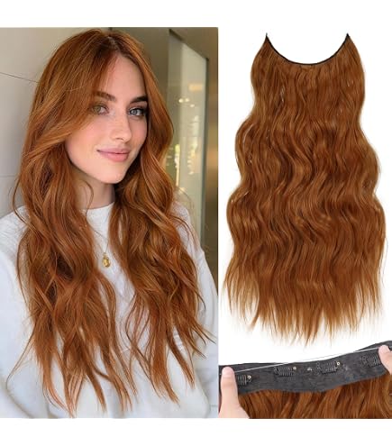 Amazon.com : MORICA Invisible Wire Hair Extensions - Copper Red