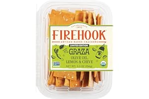 Firehook x Graza Crackers - Organic Olive Oil, Lemon & Chive Flavor - Non-GMO and Kosher - 5.5 oz