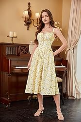Floral Corset Dress for Women Ruched Bust Flowy