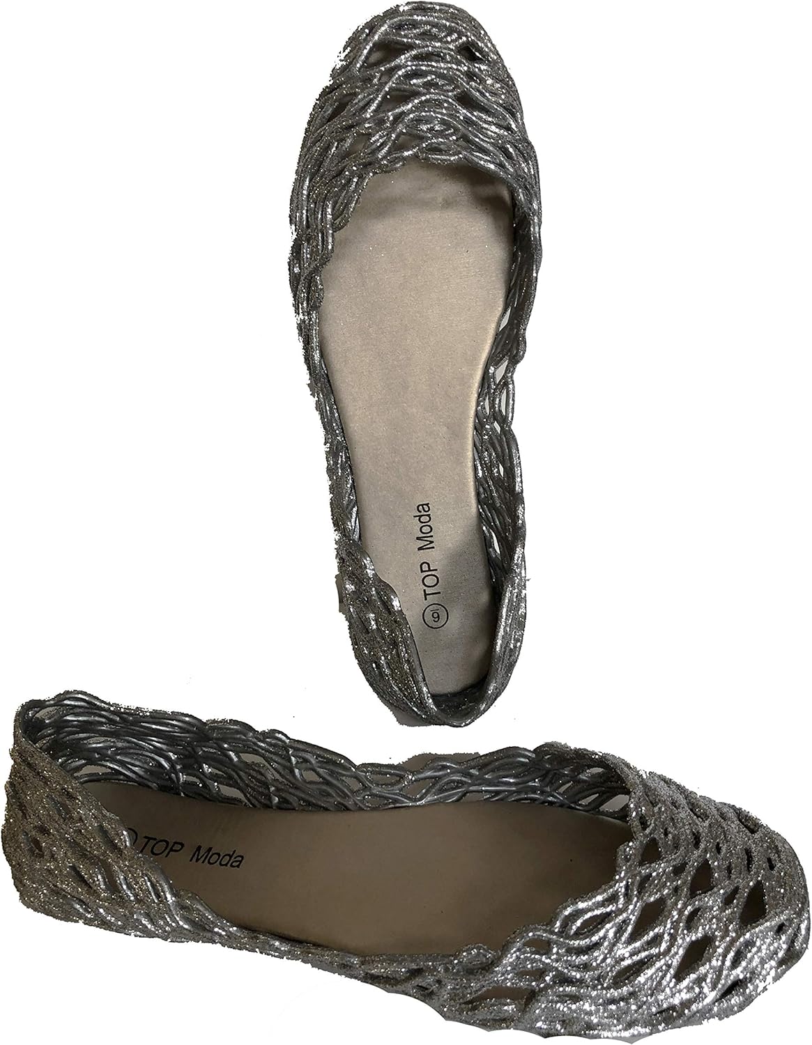 ballet slippers shoes on Amazon Com Top Moda Glitter Jelly Jellies Round Toe Ballet Flats Slippers Shoes 6 Silver Shoes