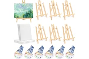Canvas Easel Set, 78 Pcs Painting Supplies Kit with Easels & 8x10 Inch Canvas, 6 Easels+6 Palettes+60 Paint Brushes, Art Canv