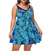 Hanna Nikole Women's Two Piece Swim Dress, Plus Size Tankini Swimsuit, Modest Tummy Control Swimwear with Boyshorts