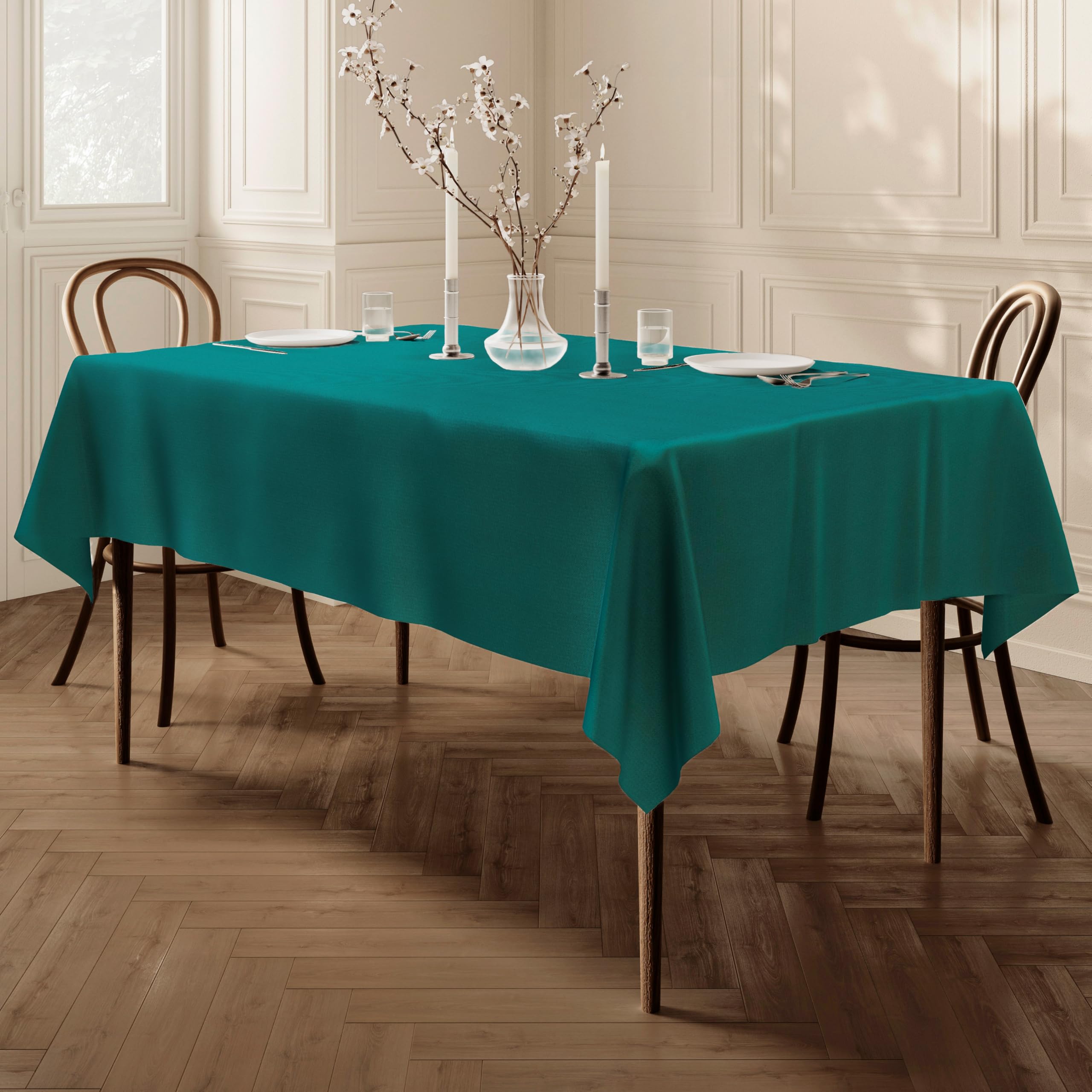 Home Direct Extra Large Rectangular Fabric Tablecloth 150x300cm 59"x118" Teal — image 1