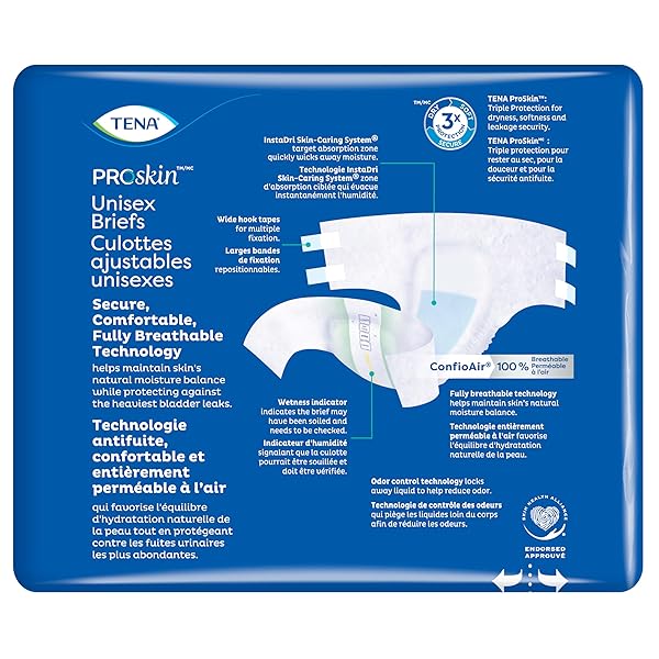 TENA PROSKIN INCONTINENCE SUPER BRIEFS, ADULT DIAPERS, SUPER ABSORBENCY, BLADDER LEAKS CONTROL, EXTRA LARGE, 12 CT