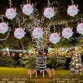 Baung Christmas String Lights Outdoors,4 Pack 7.98" Sphere Ball Tree Garden Globe Lights for Home, Party, Christmas, Porch Patio,Wedding, Garden,Tree Decoration with Memory Function Plug