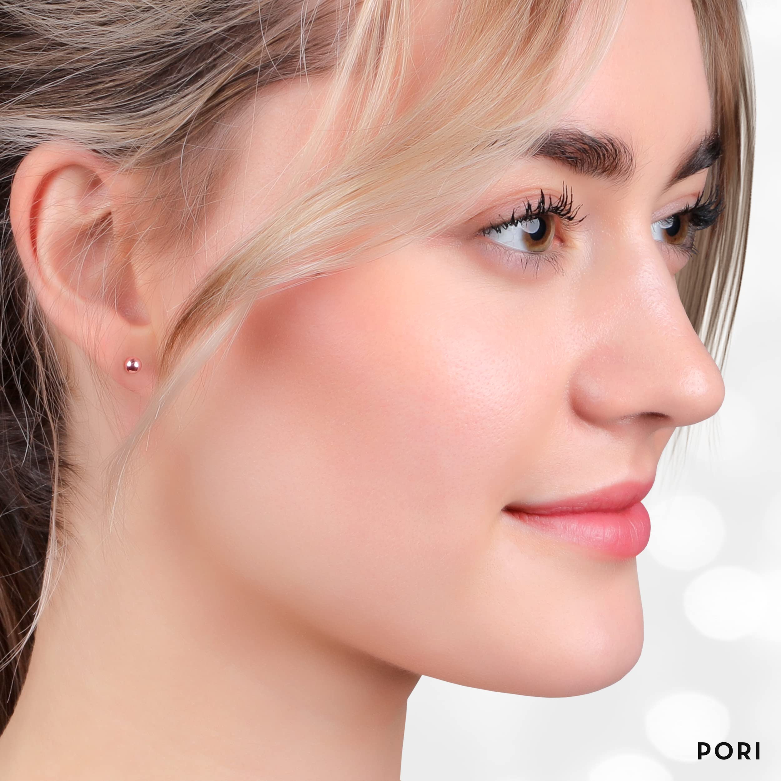 PORI JEWELERS 14K Solid Gold Ball Stud Earrings (3-Pair-Pack) 3MM 4MM and 5MM - Choose a Color