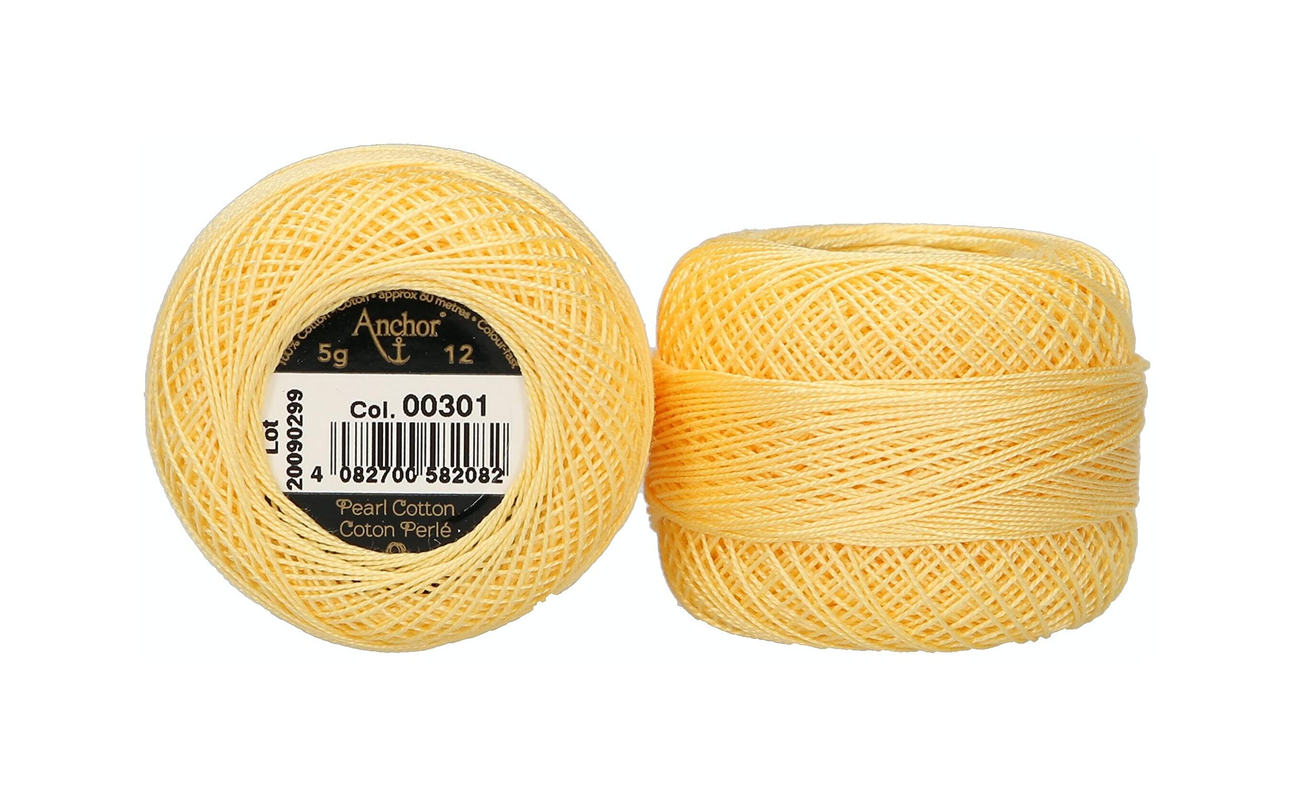 ANCHOR Pearl Yarn, Thickness: 12, Packaging: 5G, Running Length: 56M 301 Embroidery Threads