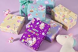 Titiweet Unicorn Wrapping Paper, 6 Large Sheets