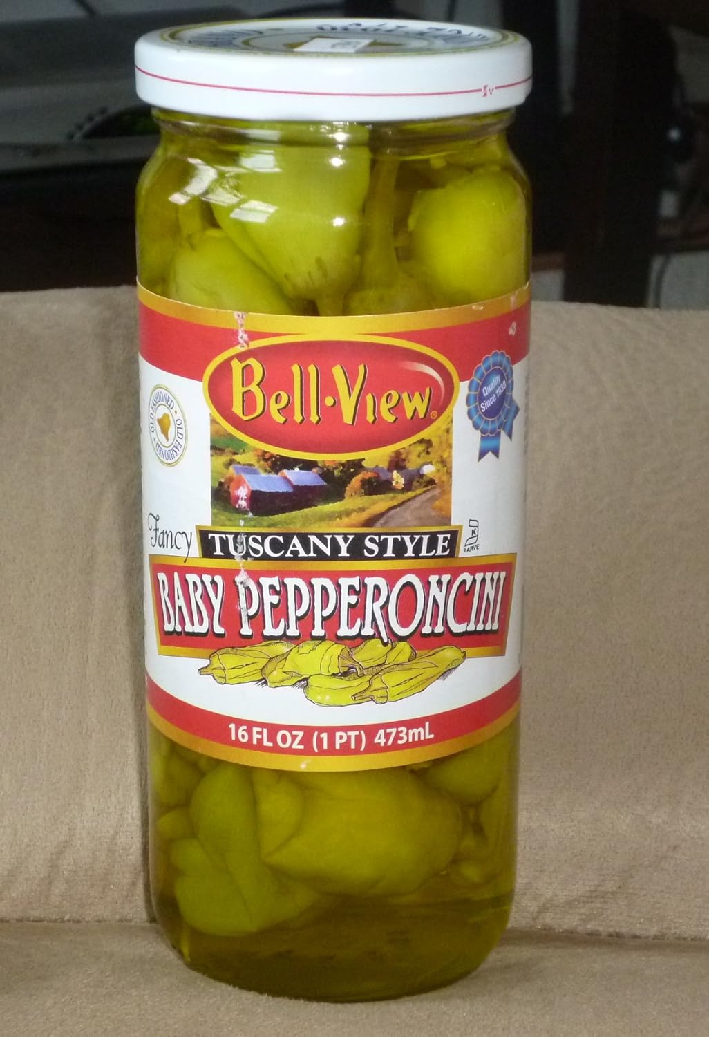 BellView Fancy Tuscany Baby Pepperoncini 16oz (3 Pack) Canned And Jarred Green