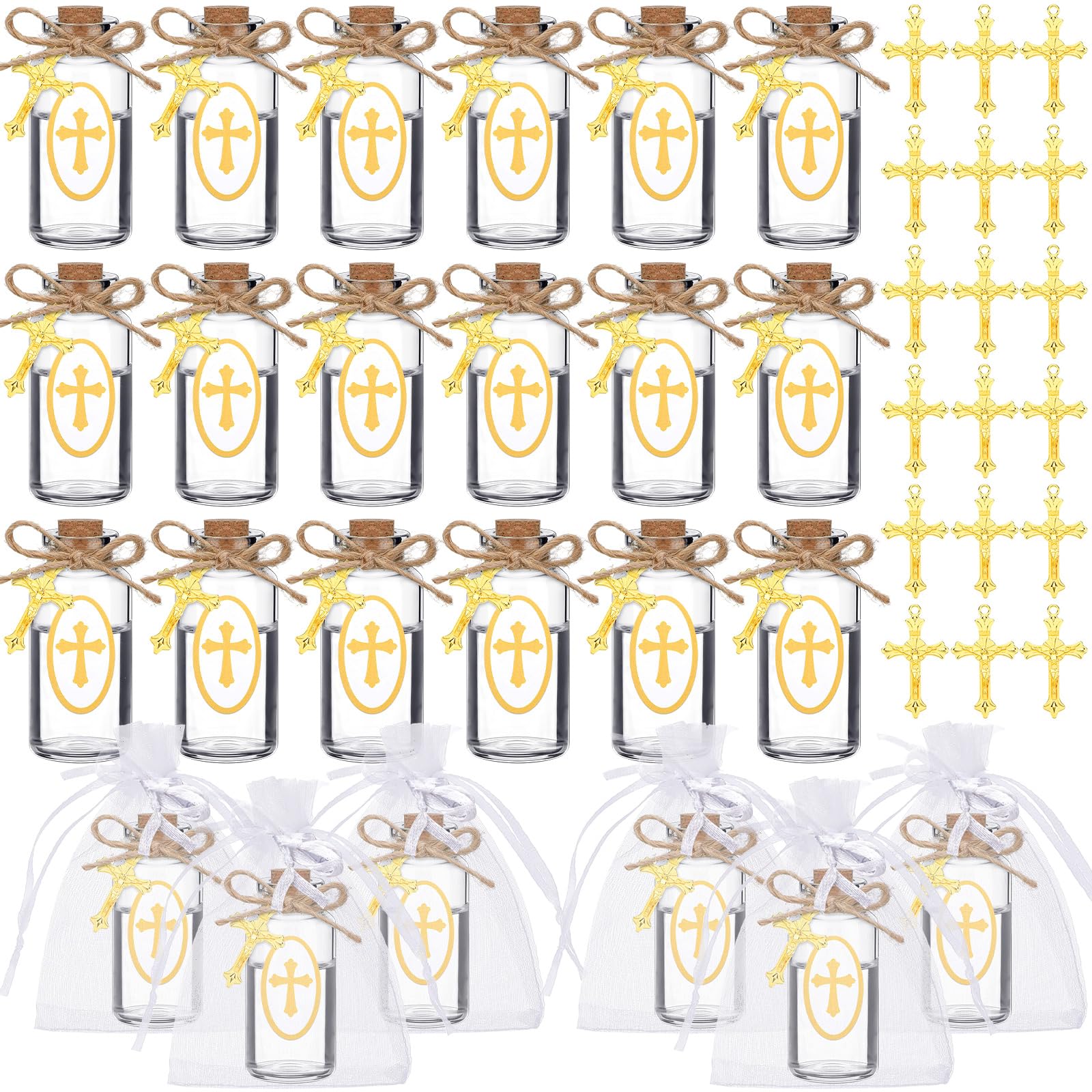 Photo 1 of Ziliny 48 Set Holy Water Bottle Botellitas Para Agua Bendita Catholic Christian Holy Clear Cork Stopper Glass Bottles for Jerusalem Gifts Container for Baptism Party Favors Church Wedding Gift(30 ml)