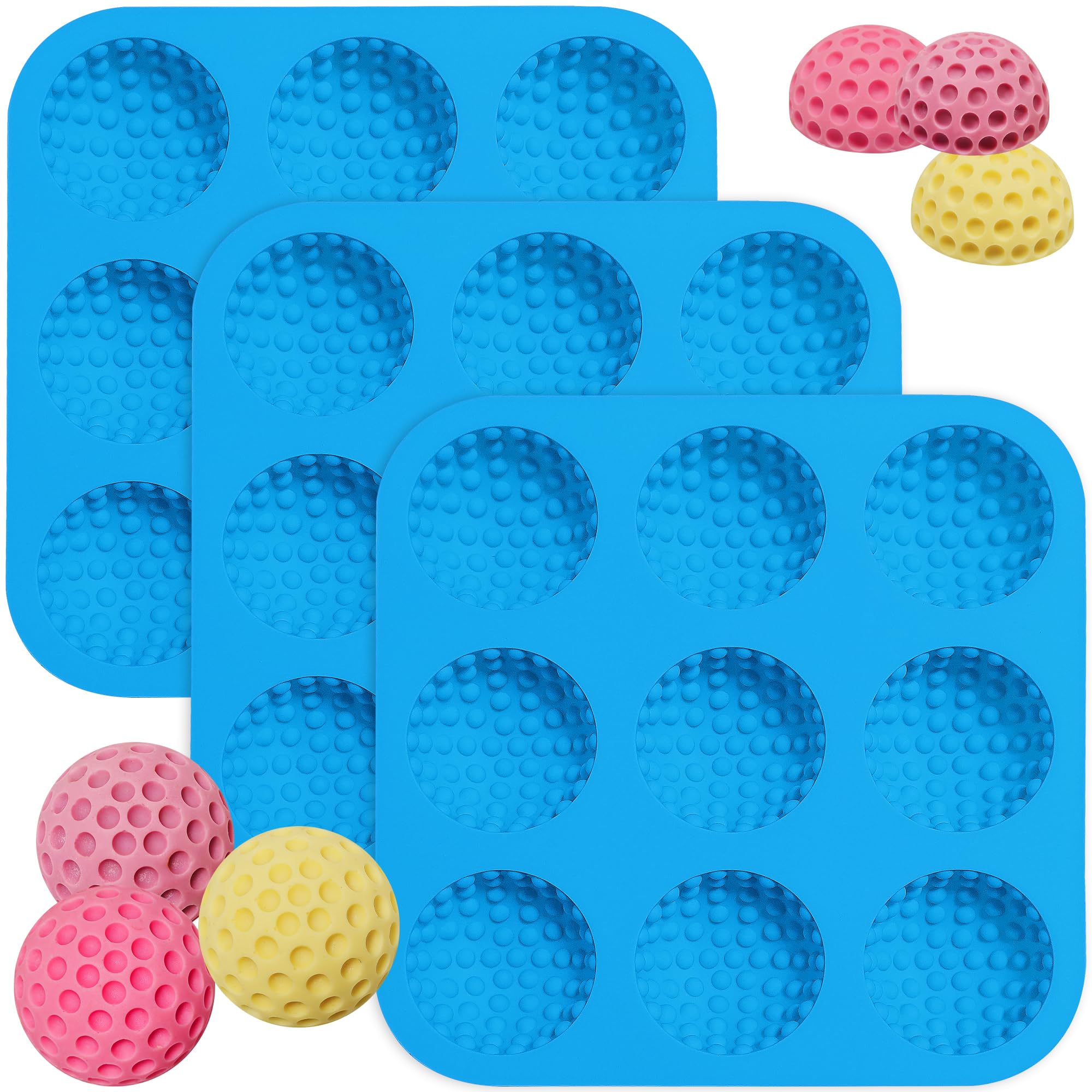 Photo 1 of Sidosir Golf Ball Chocolate Silicone Molds for Cake Decorations,9-Cavity 3D Golf Ball for Ice, Hot Chocolate Bomb(3Pcs)