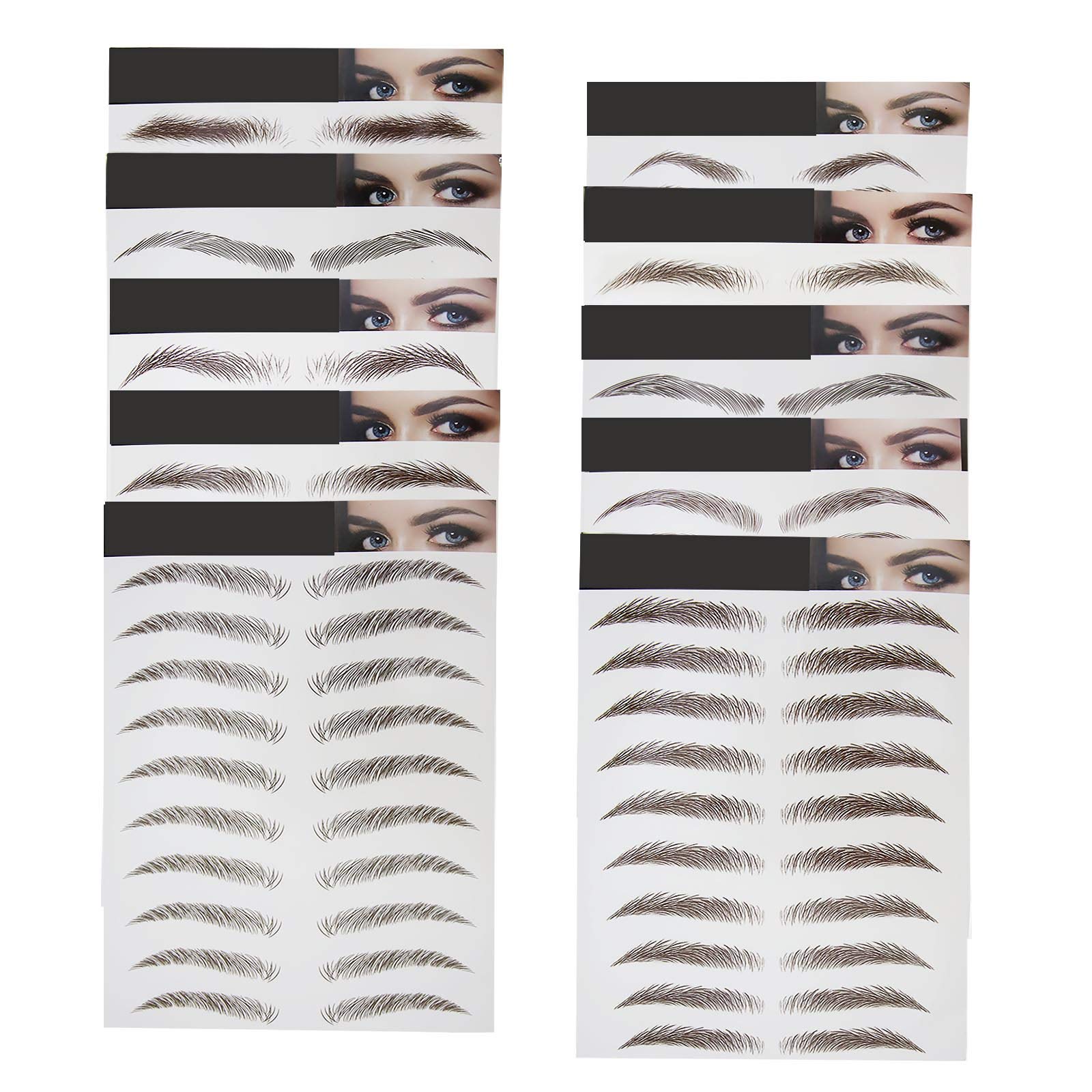 Create idea 10 Sheets Brown 6D Hair-Like Eyebrows Nature Tattoos Stickers Imitation Ecological Waterproof Eyebrows 10 Styles 100 Pairs