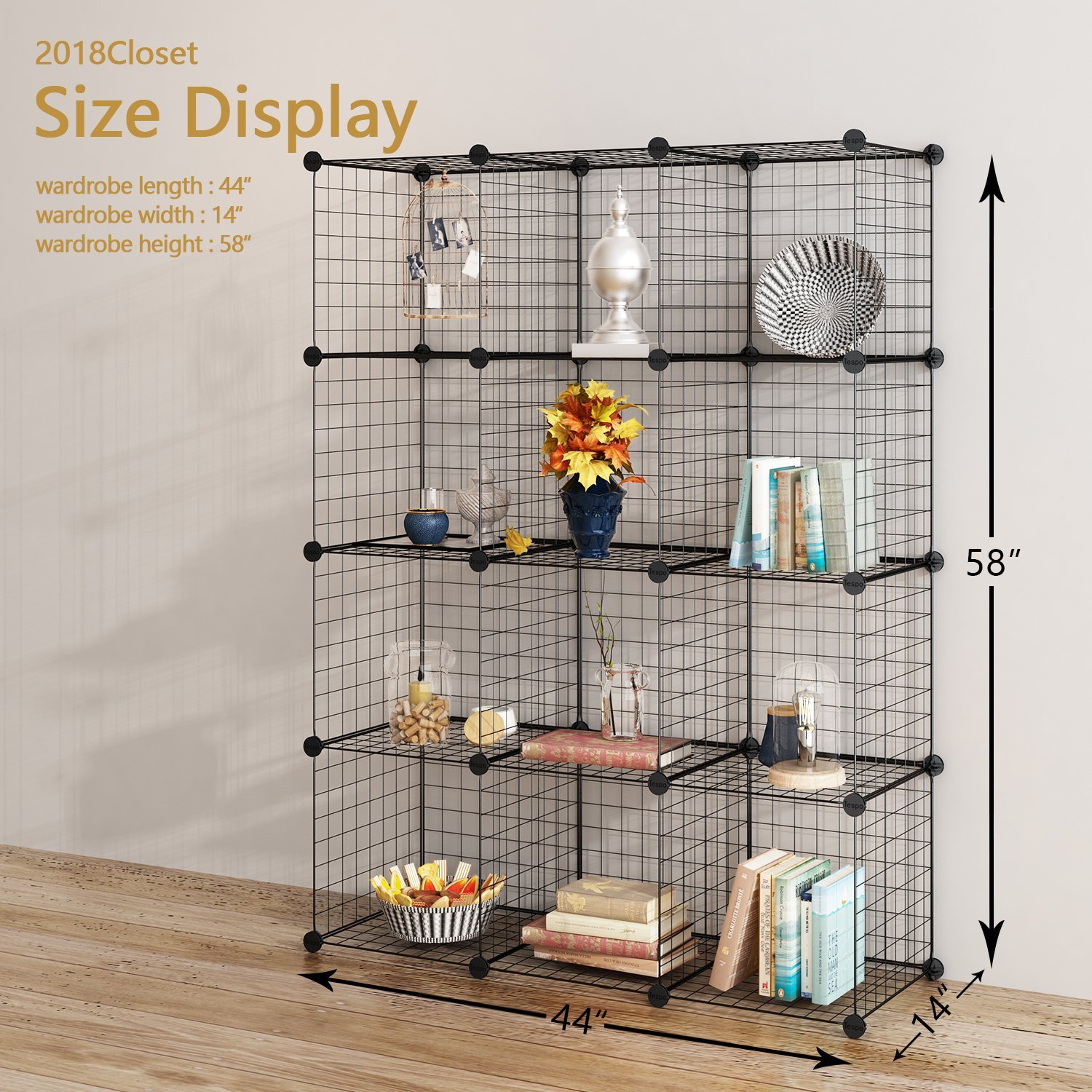Tespo Wire Storage Cubes Modular Shelving Unit DIY Metal Grid Closet