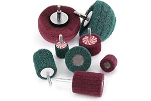 HighFree 8PCS Non Woven Abrasive Buffing Polishing Wheel Drill Attachment Set, Abrasive Wheel with 1/4" Shank, 320 Grit for Polishing, 180 Grit for Scrubbing