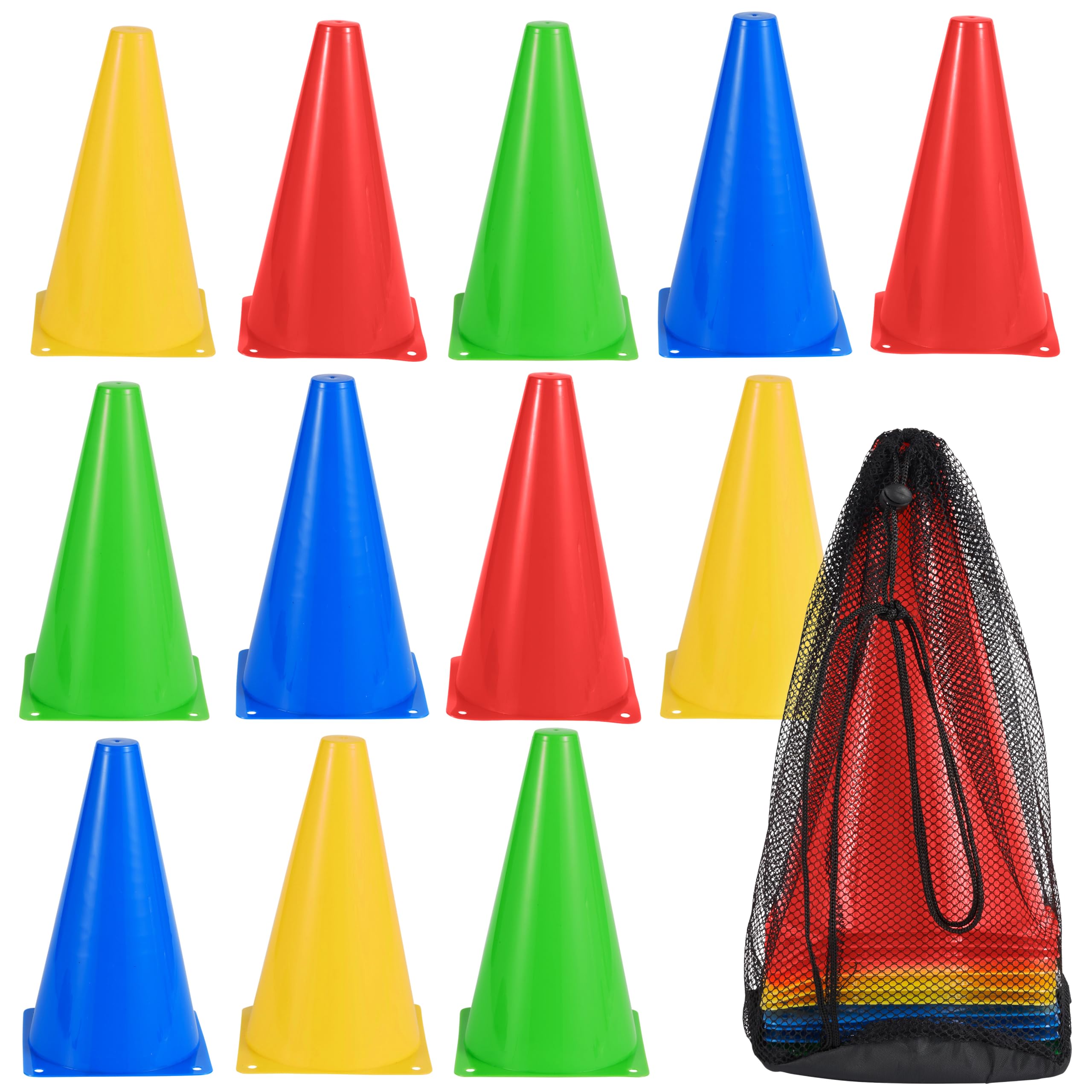 Bramble 12 9" Sports Cones for Football Training Kids - Multisport Marker Set, Football Cones Training Set Kids