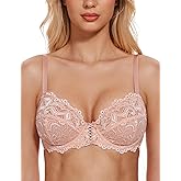 Wingslove Women's Sexy Lace Bra Non Padded Underwire Unlined Bra Full Coverage Plus Size Lace Bralette