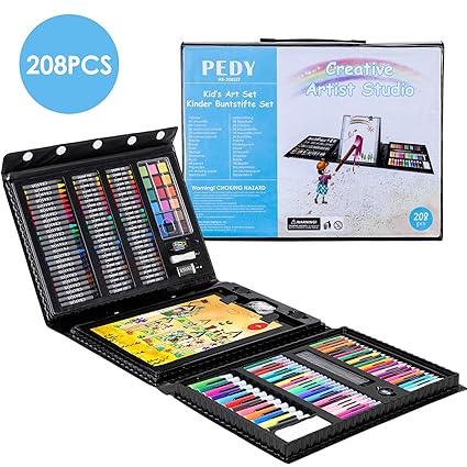Pedy Colori Valigetta 208 Pezzi Comprende Pastelli Matite Colorate Set Darte Per Disegnare E Dipingere Set Di Pittura Per Bambini Artisti