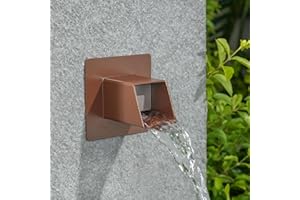 Aquadock 2 Inch 316 Stainless Steel Square Water Fountain Spout with Integrated Spray Baffle, Waterfall Spillway Scupper for Outdoor Decors, Pools, Ponds, Water Walls (Brown)