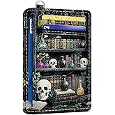 SEAVILIA Credit Card Holder for Women, Goth Bookshelf RFID Wallet Women, Slim Minimalist Front Pocket Card Holder, Cute Thin Travel RFID Blocking Card Case, Small Wallets Woman Gifts Girls