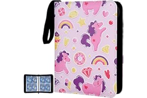 MTGPRO Card Binder for Pokemon Cards 4-Pocket,400 Pockets Trading Card Binder Holder Collector Album Book Includes 50 Removable Sleeves (Pink Rainbow 2)