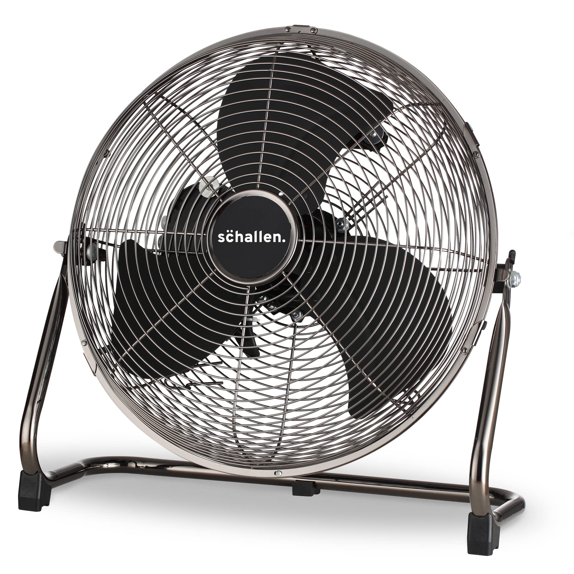 Schallen Gunmetal Grey Black Metal High Velocity Cold Air Circulator Adjustable Floor Fan with 3 Speed Settings (14")