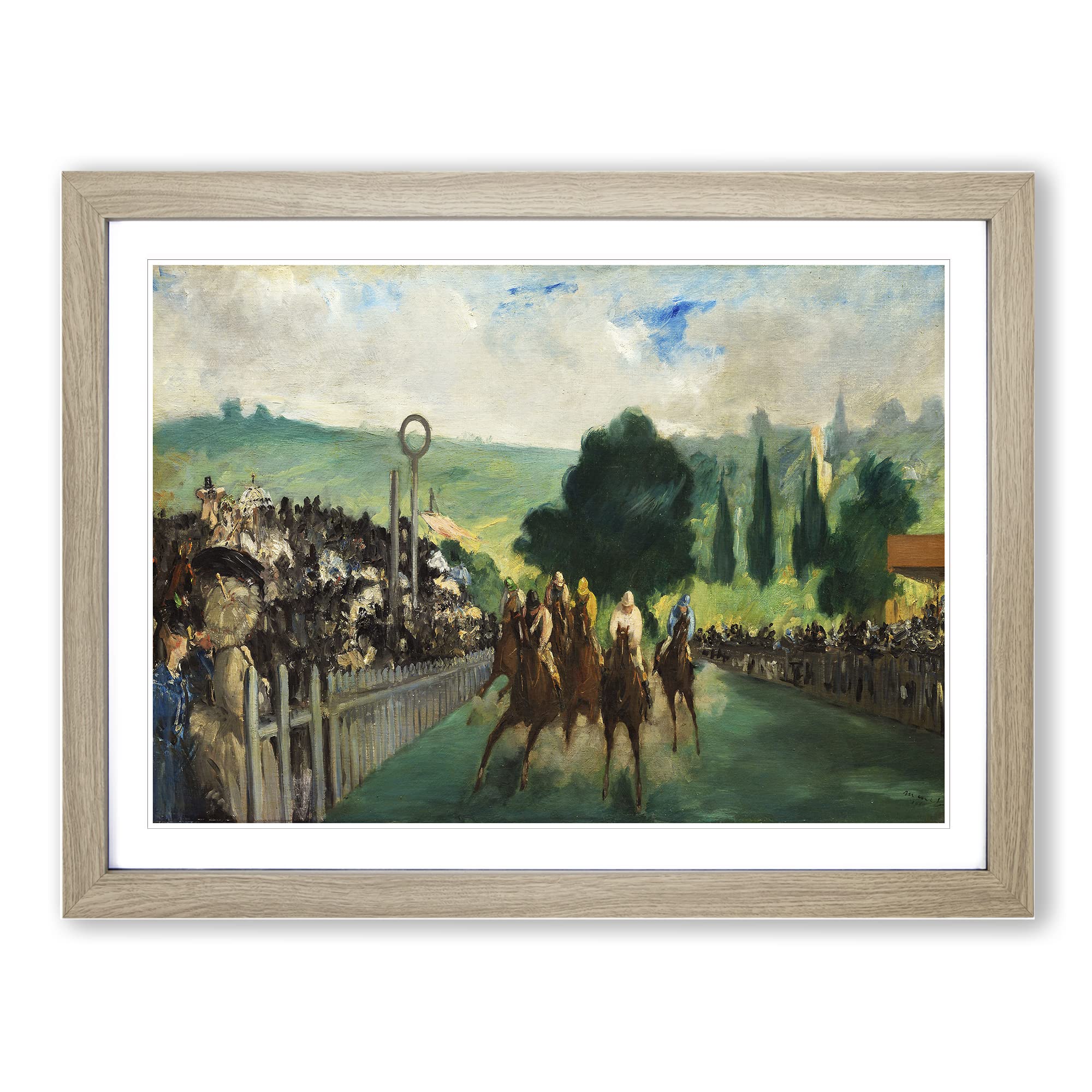 The Races At Longchamp By Edouard Manet Classic Painting Framed Print | A3 Oak Framed Wall Art | Ready to Hang | Classic Historical Picture | Living Room Bedroom Lounge Office