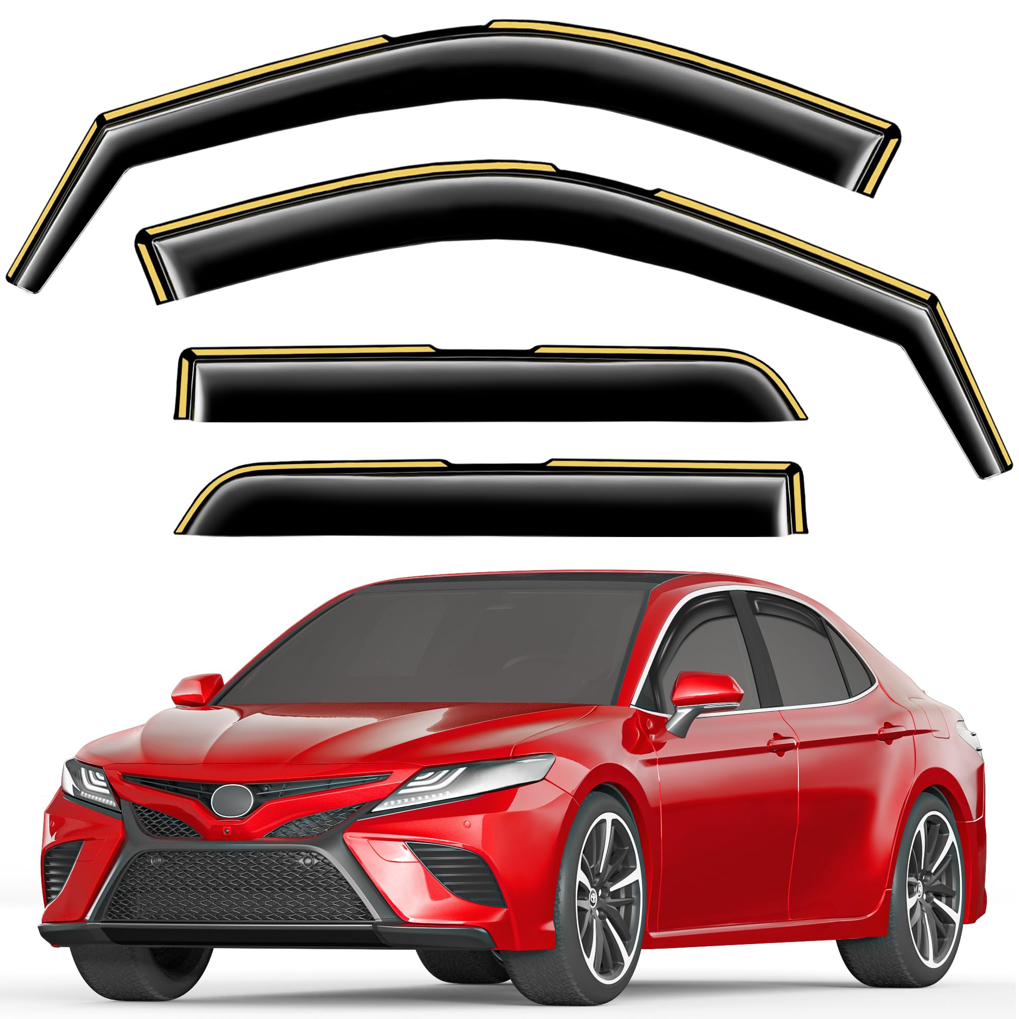 Photo 1 of Saleago in-Channel Window Rain Guards Fit for Toyota Camry 2018 2019 2020 2021 2022 2023 2024 Extra Durable Window Visors Window Deflectors Vent Visors Vent Shades Car Accessories-4 pcs 2-Q14