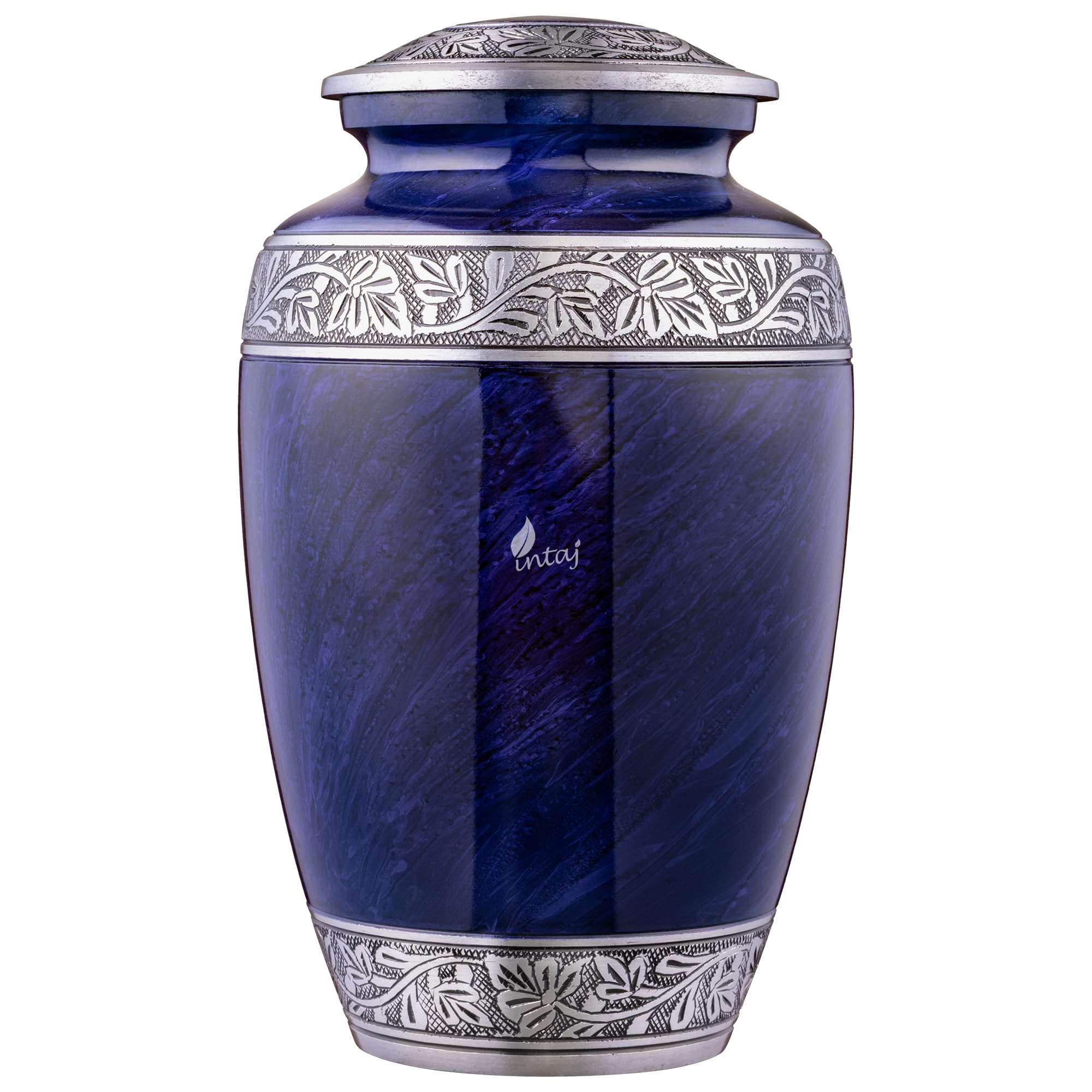 INTAJ Cloud Purple Aluminum Cremation Urn for Human Ashes - Adult 200 lbs Capacity, Threaded Lid Metal Funeral Urn - Decorative Memorial Container for Burial or Niche, Secure & Lightweight Casket Box Image