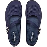 Frank Mully Women's Wide Width Flats Mary Jane Flat Comofortable Knit Ballet Flat Wide Toe Box Dress Shoes with Adjustable Straps