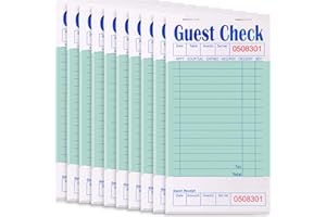 Alitte Guest Check Books for Servers Order Book 10 Pack Restaurant Server Notepads with Serial Numbers, Menu Labels Waitress Booklet for Diner, Cafe, Food Truck, Catering Business Delivery - 50 Sheets