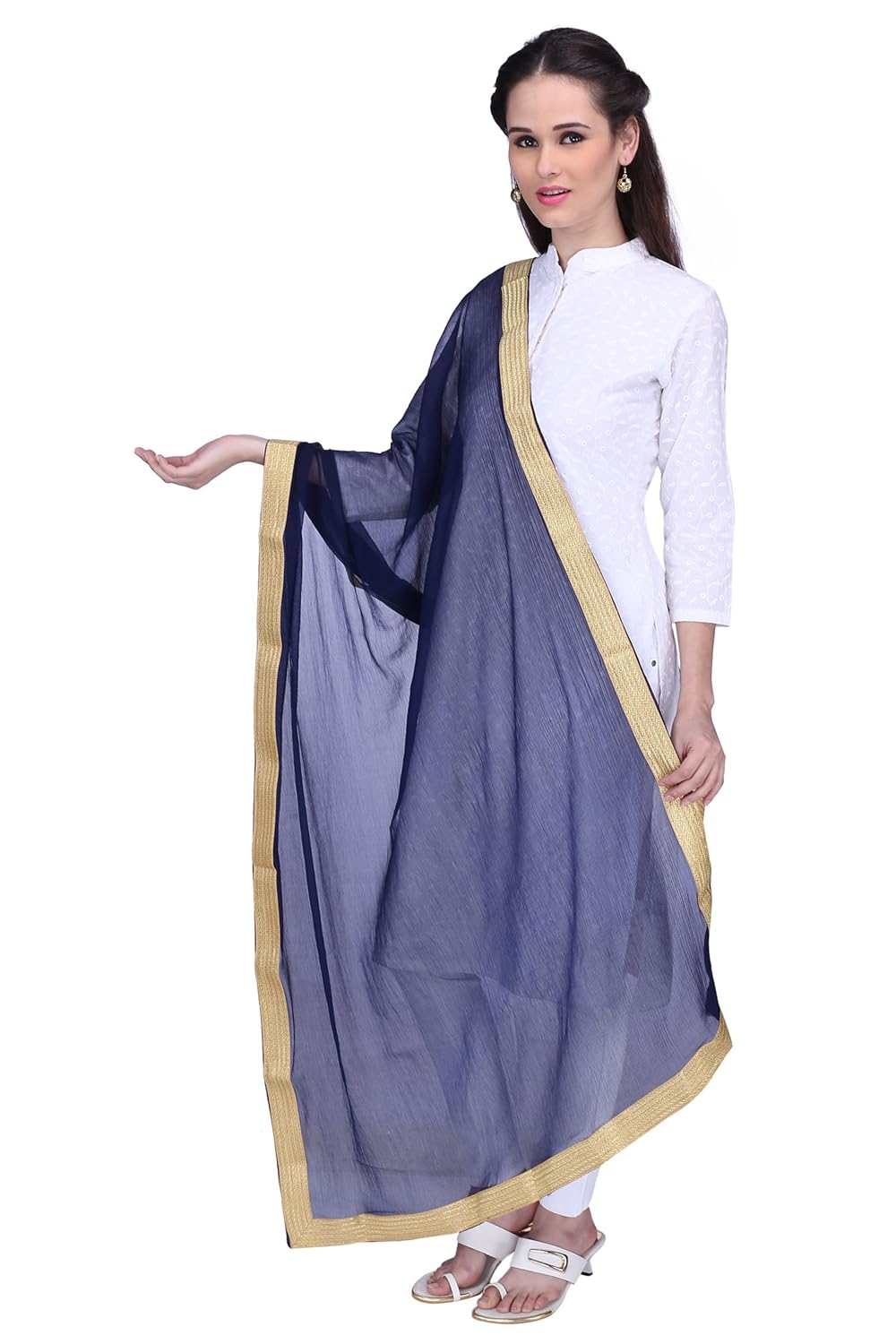 lionize women's golden lace work dupatta