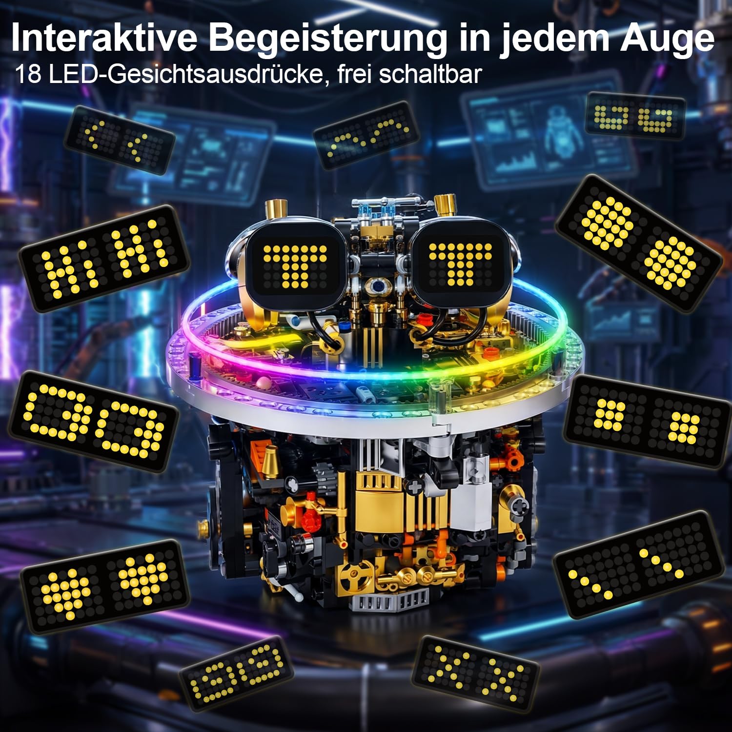 Roboter Kinder Technik, 804 PCS RC Klemmbausteine Roboter Spielzeug, RC Robot mit Cyberpunk-Lichter&LED-Augengesichter, Programmierbare Rollmechanik-Technologie, Spielzeug technic ab 8 10 12 18 Jahre 2