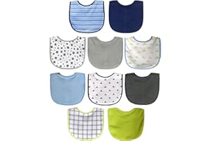 Neat Solutions 10 Pack Water Resistant Bib Set Blue/Grey Assorted, 10 Count, 0+ Months