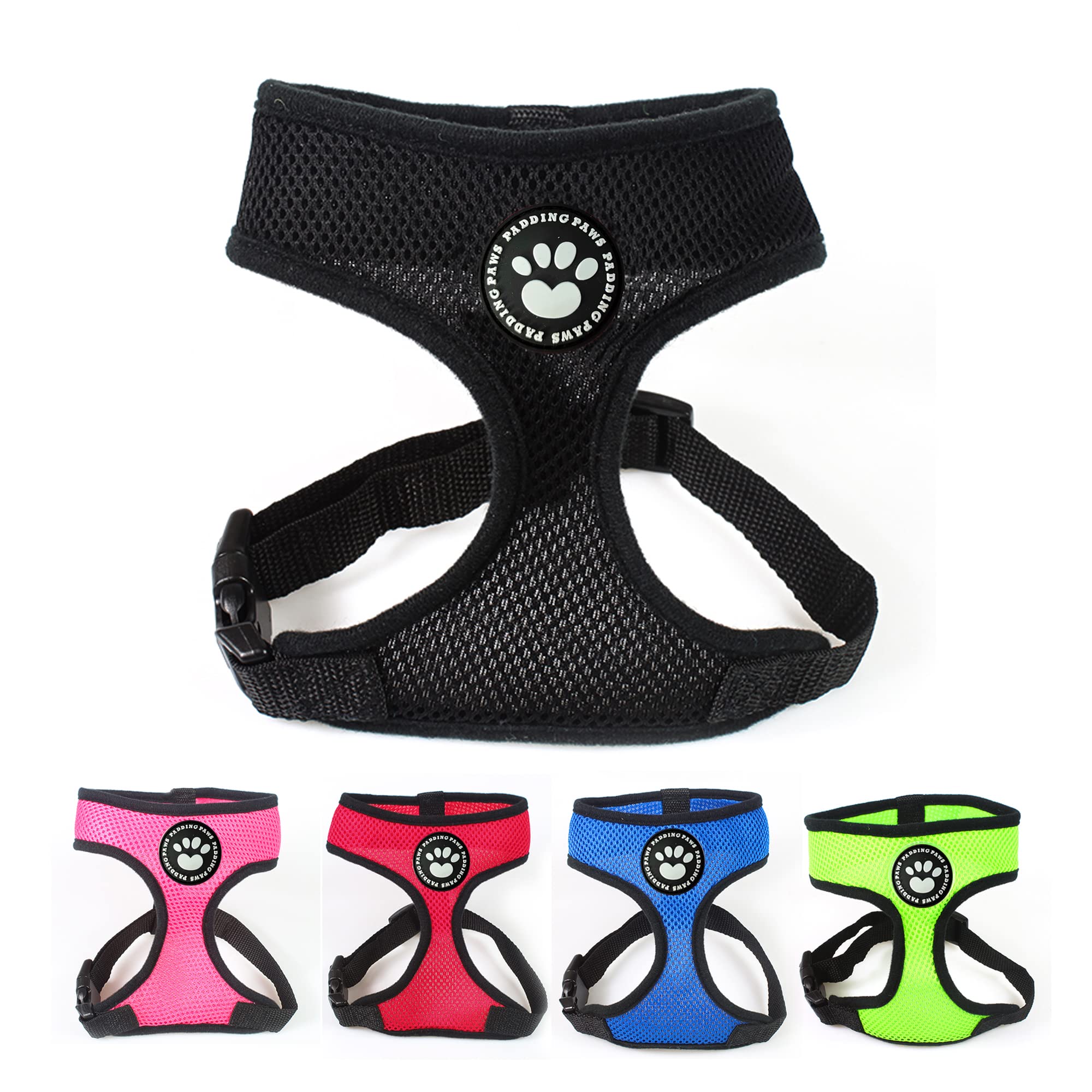 Dog Harness Puppy Harness Small Dog Harnesses Waterproof Soft Mesh Fabric Cat Puppy Pet Adjustable Harnesses Lead Leash Clip (L, Black)