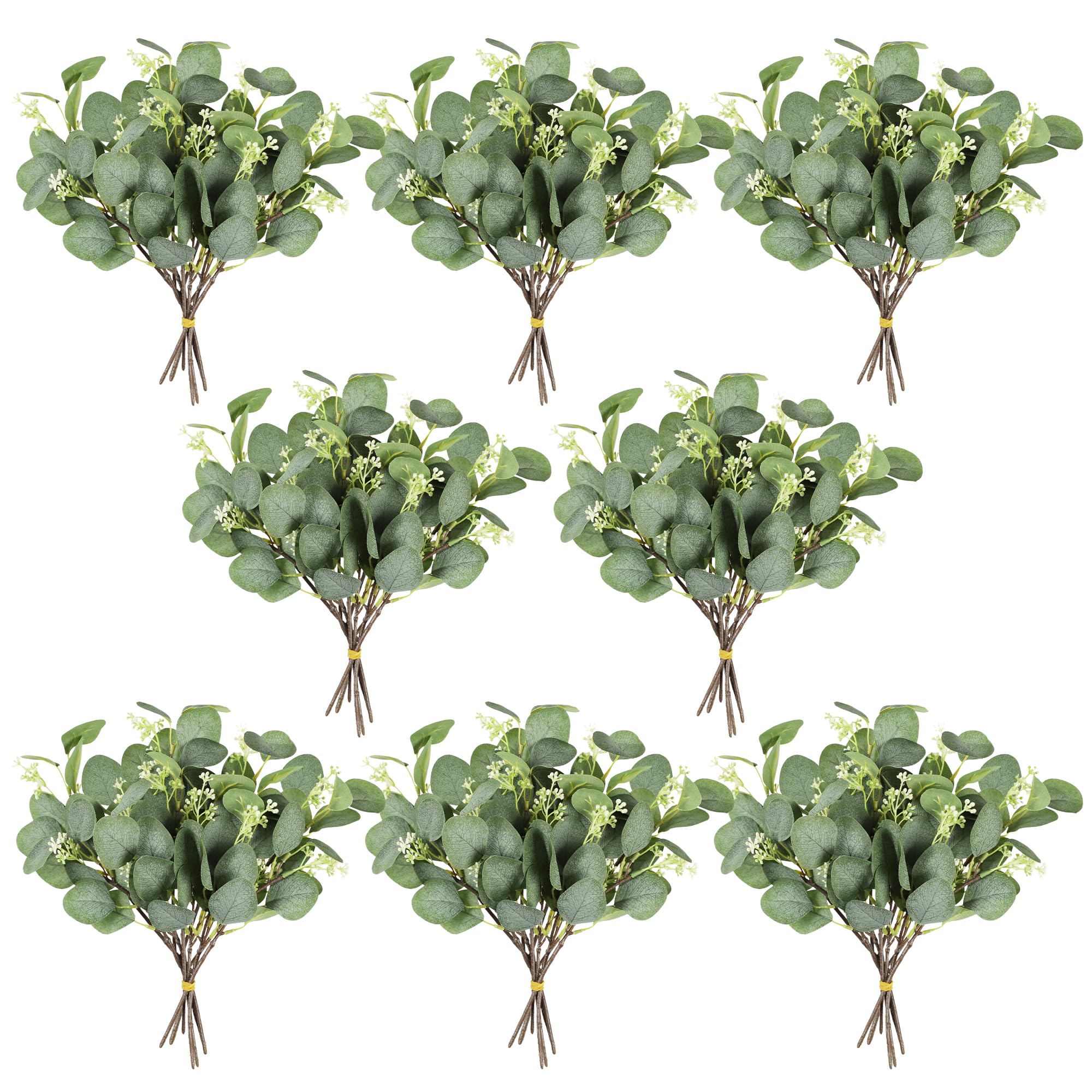 Homcomodar Artificial Eucalyptus Stems 48PC Artificial Eucalyptus Leaves Faux Greenery Plant Branches for Wedding Centerpiece Floral Bouquet Home Decoration