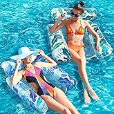 GXFCHLKJ 2 Packs Inflatable Pool Floats Adult, 4 in 1 Floating Lounge Chairs Inflatable Pool Accessories, Inflatable Pool Floaties Noodles, Pool Toys Floating Chairs for Summer Party Water Beach Lake