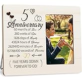 DIMSEOIUS 5 Year Anniversary Picture Frame, 5th Anniversary Wedding Valentines Gifts for Wife Husband Couple, Fits 4x6 Photo