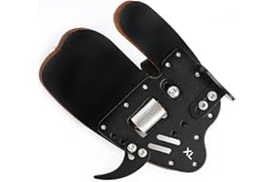Wolfman Archery Finger Tab Genuine Leather with Aluminum Plate Adjustable Finger Guard Protective Gear for Recurve Bow Huntin