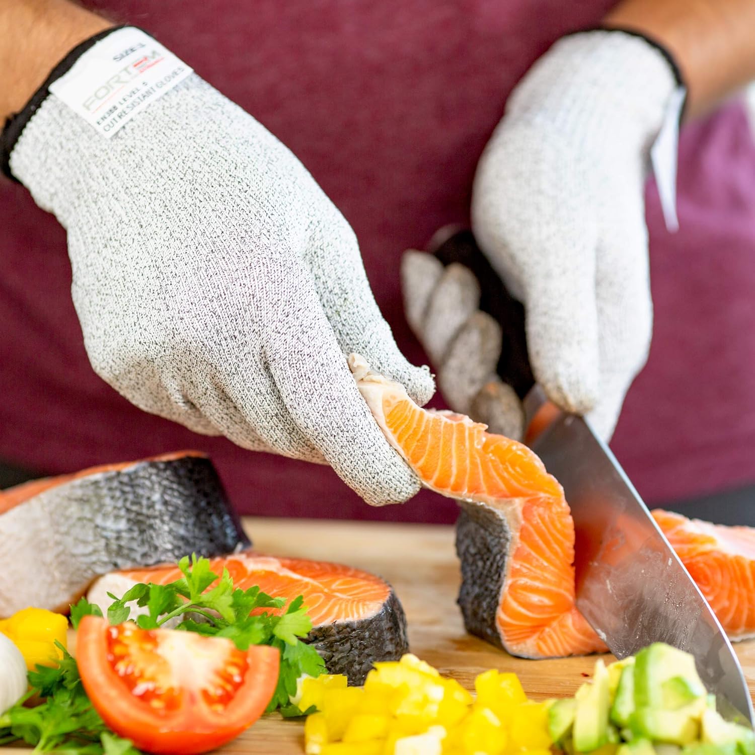 Fortem Cut Resistant Gloves, 2 Pairs (4 Gloves), Level 5 Protection, Food Grade, EN388 Certified (Medium) - - 