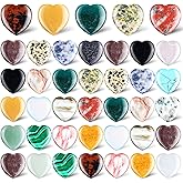 Nuenen 40 Pcs Valentine's Heart Shaped Worry Stones Bulk 1 Inch Heart Rystal Stone Mini Love Pocket Assorted Polished Rock Gemstones for Kindness Affirmation Anxiety Mother Gift(Elegant)